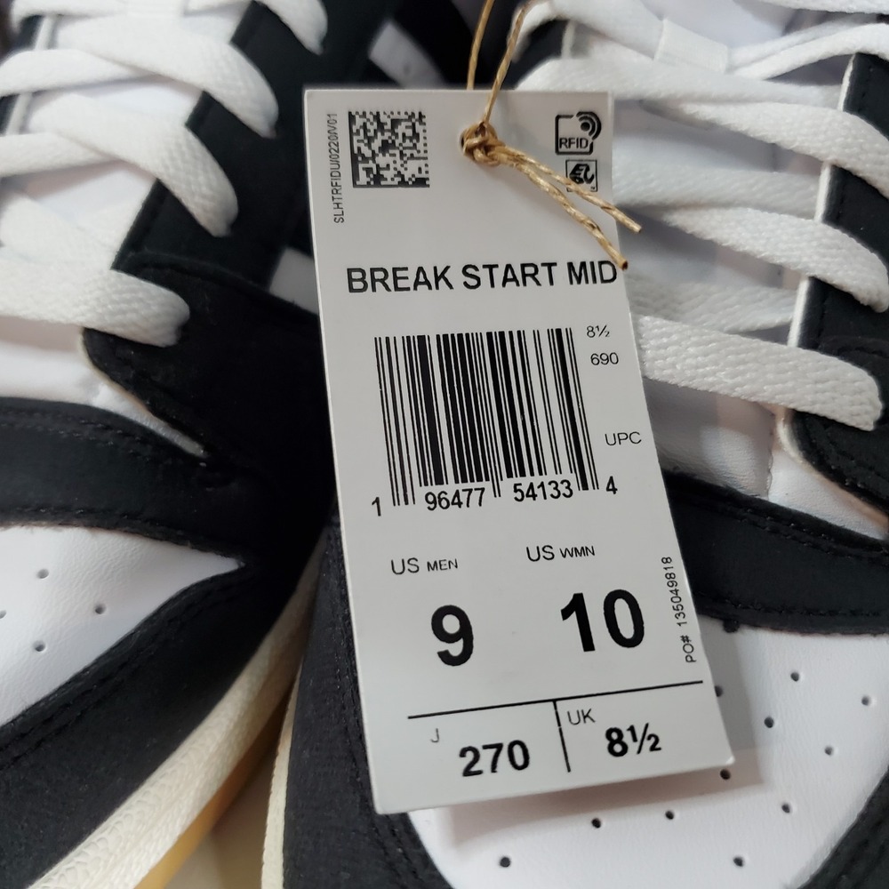 Adidas Unisex Break Start Mid Basketball Shoes Black White IH7973 Size 9 Mens - Picture 8 of 9